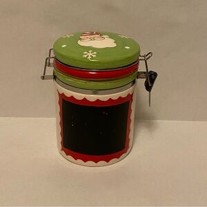 Ceramic Canister with Santa Design Chalkboard Front Latch Lid